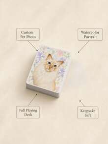 Custom Photo Playing Cards, Personalized Pet Photo Card Deck With Watercolor Portrait, Custom Pet Portrait Cards, Game Night Keepsake, Family Card Game, Pet Lovers Gift, Dog And Cat Owners Birthday Gift, Personalized Pet Lover Present - Multicolor - View 10