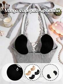 1/2pcs (Includes 20 Nipple Covers) Mango-Shaped Front-Closure Breast Pads With Transparent Shoulder Straps, Invisible Bra, Soft And Comfortable, Suitable For Backless Dresses, Wedding Gowns, Date And Party Outfits - Multicolor - View 2