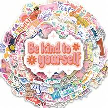 TOOUEE 100pcs/Pack Pink Inspirational English Phrases Stickers ,Encouraging Positive Phrase Text Design Stickers For Water Bottle Scrapbook Guitar Laptop Computer Phone Case, Reward Stickers For Teens Students Teachers Planners Employees Birthday - Multicolor - View 11