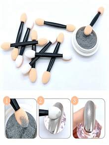 100pcs/50pcs/10pcs Double-Ended Eyeshadow Brushes, Latex Sponge Head Makeup Tools, Eyeshadow Sticks, Eye Makeup Brushes, Also Suitable For Nail Art Tools, Compact And Portable, Travel Essential, Holiday Gift, Girlfriend Gift - Double-ended Eyeshadow Brush - View 6