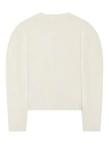 Women's Asymmetric Front Knit Cardigan, Puff Sleeve Slim Fit Commuter Top, Suitable For Spring And Autumn, White - White - View 5