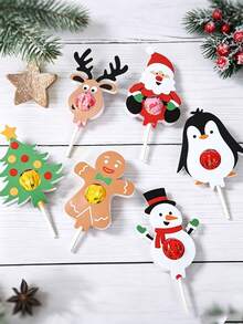 24 Christmas Lollipop Card Clips, Suitable For Christmas Party, Christmas Tree Decoration, Theme Party, Thanksgiving, New Year, Christmas Party Favors, Holiday Party And Holiday Scene Decor - One Size Fits All - View 6