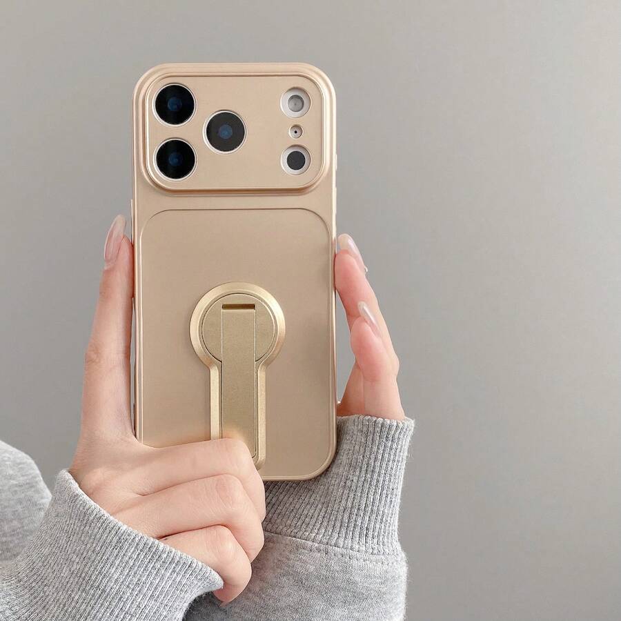 (Order And Follow Store To Get Free Lanyard) 360° Rotatable Bar Stand New Metallic Paint Corning Phone Case + Hand Strap Phone Case / Suitable For Honor 600, Apple 18 Pro Max/18 Pro/18/17 Pro Max/16 Pro Max/15 Pro Max/14 Pro Max/13 Pro Max/12 Pro Max/11 Pro Max/XS Max, S25/S24, 17T, Honor, Moto - Gold - View 1