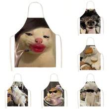 1pc Funny Animal Meme Print Apron - Sleeveless Design, Durable And Comfortable Fit, Featuring Multiple Quirky Cat, Dog, Duck Animal Patterns, Suitable For Cooking, Baking And Home Cleaning, Household Cleaning, Housework Apron, Hand-Painted Handmade Gardening Apron, Fun Holiday Gift - Multicolor - View 1
