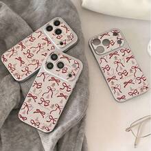 1pc TPU Material Christmas Gingerbread Man Bow Pattern Phone Case Suitable For Apple 17promax/17/16promax/15/13/12/11 Large Window Skin Full Coverage Anti-Drop Soft Shell Phone Protective Cover - Silver - View 3