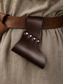 1pc Medieval Faux Leather Sword Scabbard, Costume Accessory For Holiday Party Role Play (Waist Belt Not Included) - Brown - View 13