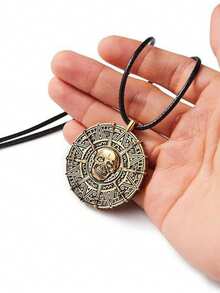 1pc Fashionable Personalized Dark Style Pirate Skull Compass Coin Amulet Pendant Necklace, Men's Gift Choice - Multicolor - View 4