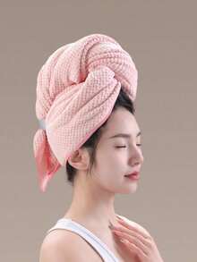 1/2pcs Women's Quick-Dry Microfiber Hair Towel Wrap, Fast-Drying Hair Band, Suitable For Long, Thick, Curly Hair, Large Super Soft Bath Hair Towel Set With Elastic Band - Multicolor - View 7