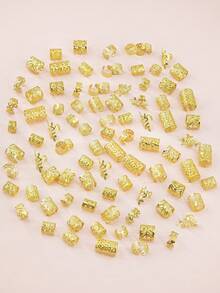90PCS Hair Jewelry For Braids Gold Hair Cuff Multi Style Hair Rings Adjustable For Braid Loc Dreadlock Accessories For Women And Girls - Gold - View 5