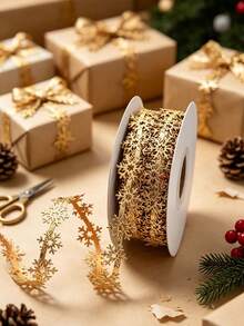 1pc Christmas Snowflake Ribbon, Christmas Gift Wrapping Ribbon, Multi-Color Christmas Decorative Ribbon, Suitable For Gift Wrapping, DIY Bow Making, Wreaths, Christmas Tree Decoration Accessories, Holiday Party Handmade Decoration Supplies - Multicolor - View 6