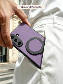 1pc Purple Ratchet Click Stress Relief Phone Case Cover, Adjustable Large Ring Stand Phone Case Compatible With Apple 13, Portable Anti-Drop Apple 17 Pro Max Phone Case, Fashion Apple 16 Phone Case Shell, Android Smartphone Protective Case, Versatile Phone Case, Comfortable Leather Phone Accessory Compatible With Samsung Galaxy A17, Practical Honor Phone Accessory - Purple - View 7