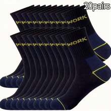 20 Pairs Men's Work Socks, Thick Wear-Resistant Labor Protection Socks, Sweat-Absorbent Multi-Function Set, Durable Long Socks For Construction Site - Multicolor - View 9