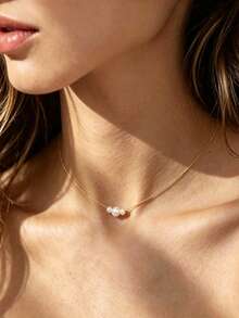 1pc Minimalist Elegant Faux Pearl Necklace, Suitable For Women's Daily Wear - Pearl Necklace - View 3