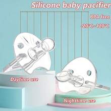 1pc/2pcs Transparent Silicone Baby Pacifier, Silicone Material, Heat Resistant Up To 120°C, Sterilizable, Material, Soft And Elastic, Easy To Clean, Day And Night Models, Suitable For Babies 3 Months And Older For Daily Use - Clear - View 1