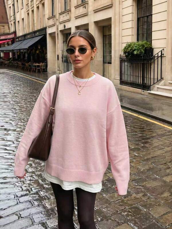 FOR BEAUTY Fall Winter Women Pullovers Y2K Soft Pastel Pink Mock Neck Oversized Loose Chunky Knit Sweater Pullover Tops Aesthetic Streetwear Outfits