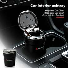 Sporty Portable Car Ashtray With Lid, Odor-Proof Leak-Proof Car Cup Holder Ashtray, With Sport Logo, Detachable Easy-To-Clean ABS Plastic Inner Liner, Car Interior Decoration Accessory - Sporty Style - View 4
