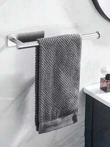 1pc Stainless Steel Kitchen & Bathroom Paper Towel Holder, Wall-Mounted Toilet Paper Rack, No-Drill Towel Bar, Multi-Functional Dish Cloth Holder - Multicolor - View 4
