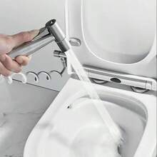 1 Set Toilet Handheld Cleaning Spray Gun Nozzle Kit, Toilet Bidet Sprayer With Self-Cleaning Shower Head, 59 Inch Extension Hose And Dual Control Angle Valve - A - View 5