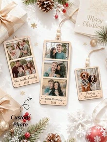 Custom Photo Frame Hanging Ornament, Personalized Photo Christmas Decoration, 2026 Wedding Anniversary Decor, Family Photo Frame Ornament, Christmas Tree Decoration, Christmas Gift - Multicolor - View 4
