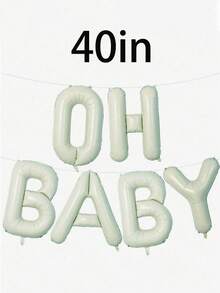 40英寸/16英寸“Oh Baby”字母气球横幅套装 - 象牙色铝箔字母气球，配丝带和吸管，适用于婴儿派对装饰、性别揭晓派对、生日装饰、中性婴儿房庆祝活动、迎婴派对、生日派对、婴儿派对装饰 - 彩色 - 查看 12