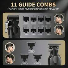 Kemei Professional Hair Clipper Set, Wireless Hair Cutting Tool Kit, Zero Gap T-Blade Trimmer, 11 Limit Combs, USB-C Rechargeable Men's Hair And Beard Trimmer, Home Salon Grooming Gift - Multicolor - View 6