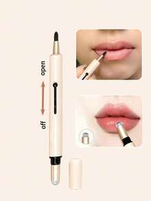 2-In-1 Dual-Ended Portable Lip Brush + Silicone Brush Head With Cap Makeup Brush For Lipstick, Lip Gloss, Lip Glaze, Convenient And Easy To Store, Simple Operation Suitable For Beginners - Multicolor - View 3