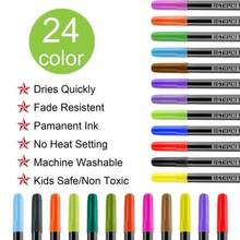 24/12 Colors Fabric Markers, Colorful Marker Pen Set, Permanent Fabric Paint - For T-Shirts, Bags, Textiles, Canvas, Canvas Bags, Shoes, Pillowcases, Etc. - Multicolor - View 6