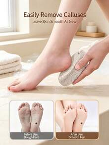 1pc Natural Volcanic Pumice Foot Scrub Stone, Oval Ergonomic Design With Hanging Rope, Fine Pore Surface, Gentle Exfoliating Tool To Remove Calluses And Dead Skin, Suitable For Daily Bathroom Foot SPA Care - Multicolor - View 2