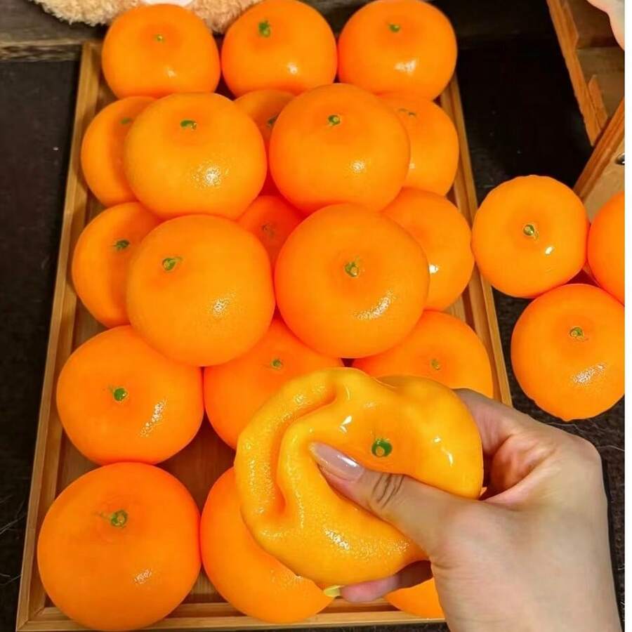1pc Orange Squeeze Toy, Super Soft TPR Slow Rebound Stress Relief Toy, Back To School Season Pressure Release Toy, Soothe Mood, Relieve Daily Stress, Practical Hand Training Toy, Suitable For Daily Use