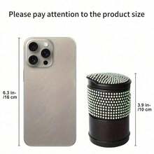 1pc Car Ashtray, Smokeless Design, Sparkling Diamond Crystal Car Ashtray With Lid, Portable, Suitable For Office And Home Use, Fits All Car Models, Fashionable Creative Design, Women's Style, Durable Plastic Car Ashtray - Multicolor - View 7