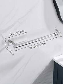 1pc Stainless Steel Kitchen & Bathroom Paper Towel Holder, Wall-Mounted Toilet Paper Rack, No-Drill Towel Bar, Multi-Functional Dish Cloth Holder - Multicolor - View 3