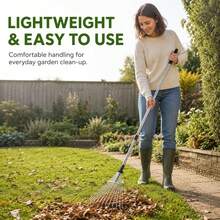 Adjustable Metal Garden Rake With Telescopic Handle (96–160 Cm), Height-Adjustable Lawn Rake, Suitable For Removing Leaves, Grass Clippings And Garden Waste – A Robust And Durable Garden Tool For Outdoor Use. - 1pc - View 9