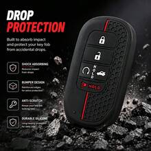 適用於 Smart 5 按鈕鑰匙遙控器保護套，蜂巢紋理全包覆矽膠鑰匙套，適用於 Civic、Helios、Accord、XRV、CR-V - 黑色的 - 查看 1