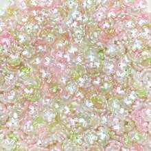 120pcs Multicolor Pearl Luster Five‑Petal Flower Acrylic Center Hole Loose Beads For DIY Bracelets, Phone Charms, Keychains Handmade Craft Supplies - Multicolor - View 7