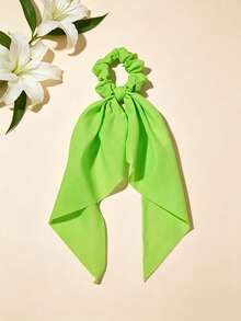 Dopamine Bright Color Long Ribbon Scarf Hair Tie Set, Neon Fluorescent Chiffon Bow Hair Rope, Versatile Sweet & Cool Hair Accessory For Music Festival, Vacation, Photo Shoot, Women's Hair Decor - Multicolor - View 4