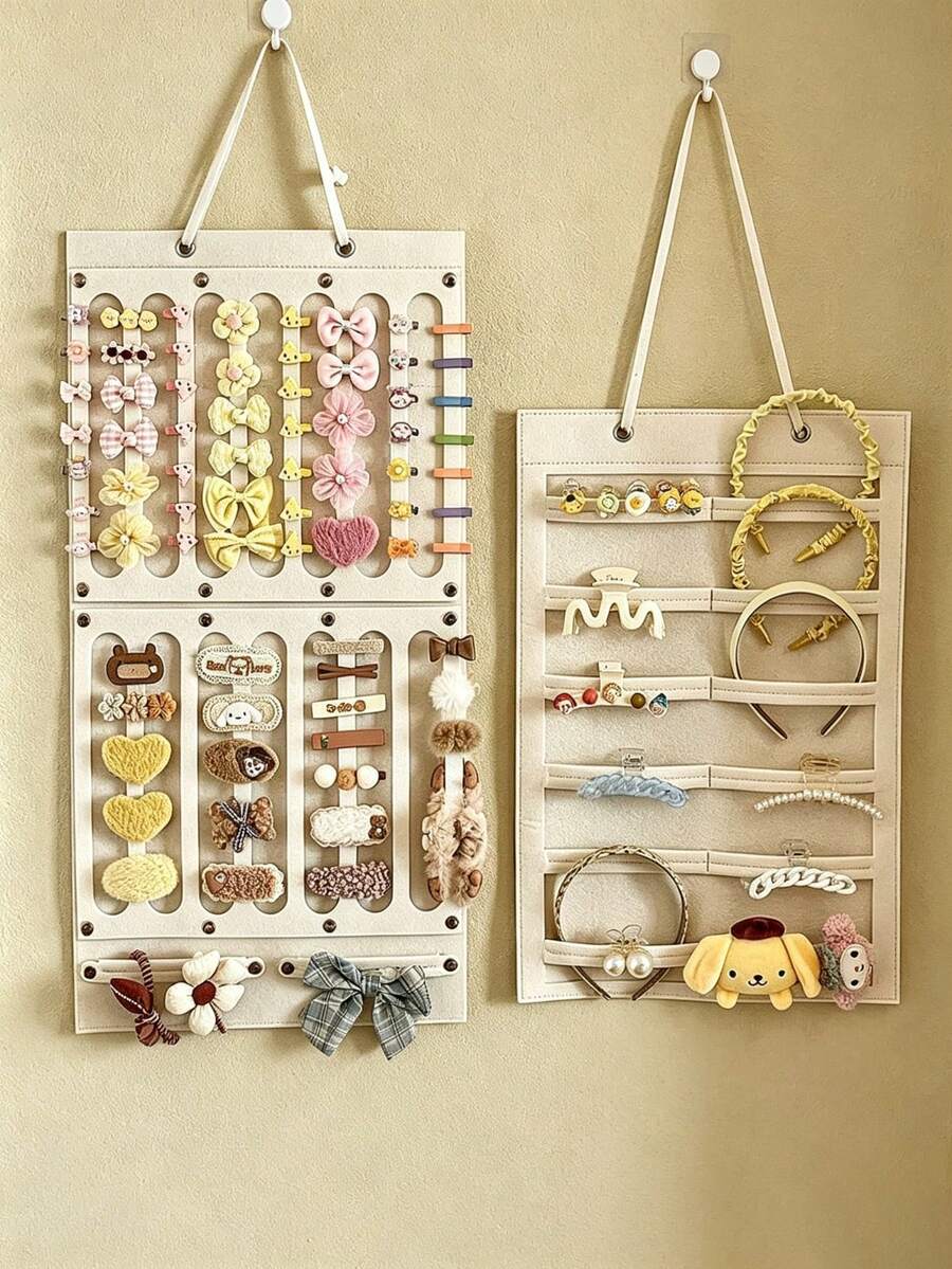 Wall Mounted Hair Accessory Organizer, Large Capacity Multi Pocket Hanging Storage Holder For Hair Clips, Claw Clips, Barrettes And Headbands, Space Saving Hair Accessory Display Rack For Home, Bedroom, Dorm Room, Closet And Daily Use - Multicolor - View 1