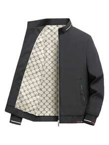 Men's Plus Size Autumn/Winter Casual Fashion Outdoor Sports Jacket - Black - View 2
