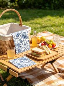 80 Count 13*13 Inch Disposable Blue Floral Pattern Napkins, For Home Gatherings, Outdoor Picnics, Parties, Wedding Banquets, Restaurant Decorative Napkins - Multicolor - View 9