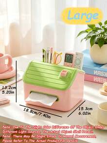 Multifunctional Plastic Tissue Box With Divided Storage Compartments, House‑Shaped Napkin Holder For Phone Remote Pen Eyeglasses, Desktop Organizer For Home Office Table - Multiple Styles - View 18
