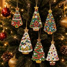 10 Pcs/Set 5D DIY Diamond Painting Christmas Decoration Set - Christmas Ornaments, Featuring A Christmas Tree Pattern, Suitable For Holiday Decoration And Handicraft Making, Christmas Decorations, Christmas Handicrafts - Christmas Tree - View 2