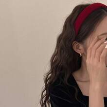 1 Piece 2cm Vintage Black Velvet Sponge Headband - Burgundy - View 1