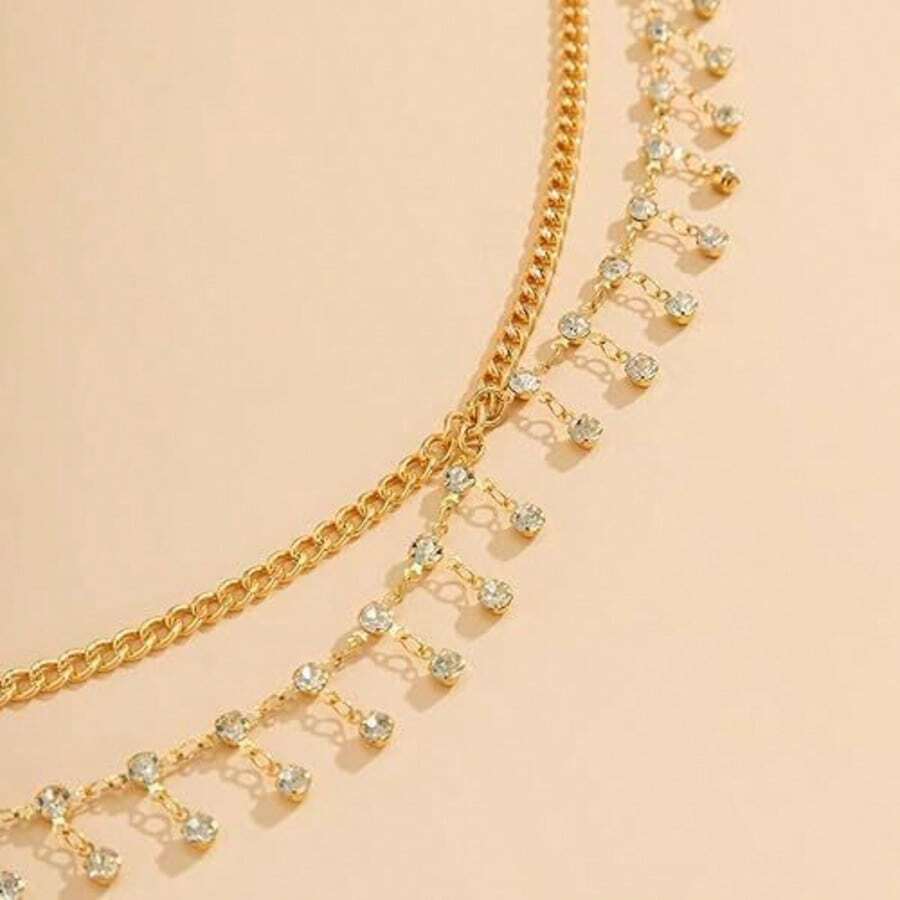 Sexy Minimalist Transparent Rhinestone Waist Chain For Women, Sweet & Cool Bikini Body Chain, Sparkling Waist Chain