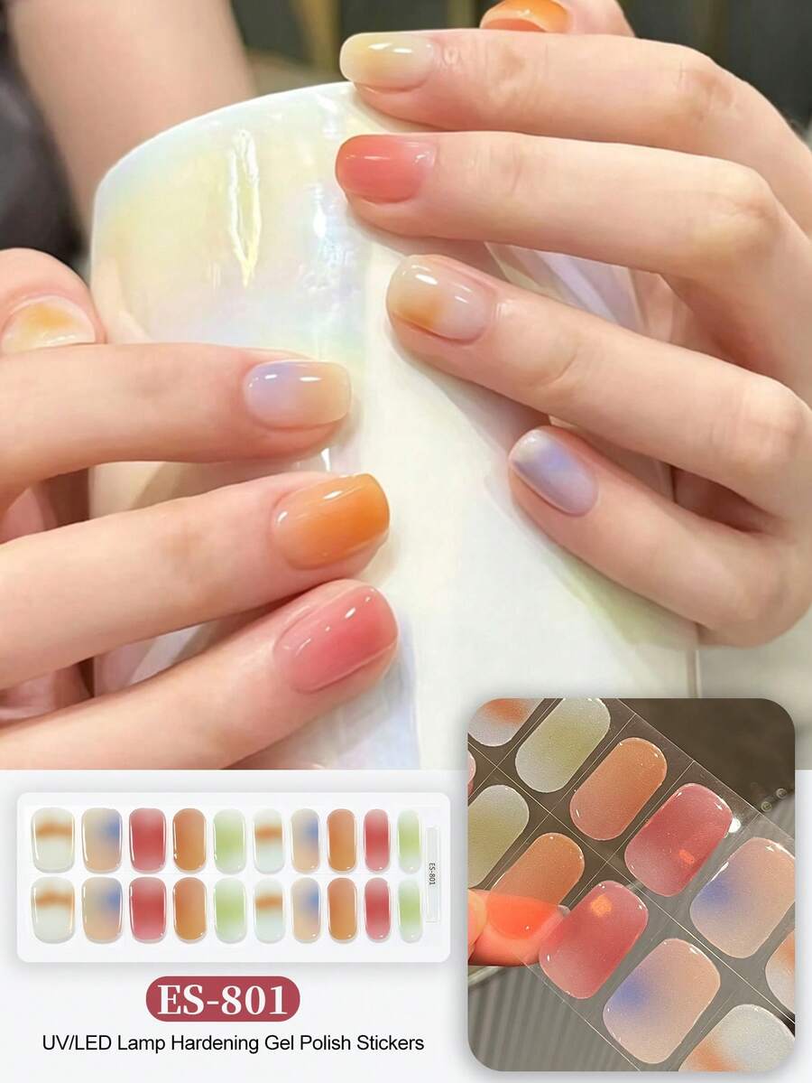 漸層色美甲貼紙 DIY 自黏式美甲藝術貼花條飾，適用居家、職場、戶外旅行、送禮、美甲沙龍 - 彩色 - 查看 1