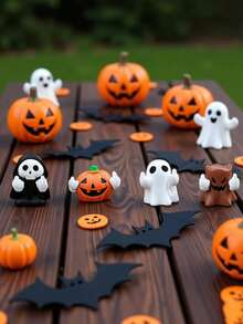 10pcs Ghost Figurine, Spooky Cute Room Decor, Halloween Ghost Statue - Spooky Resin Ghost Figurine, Fun Cute Home Decor Office Desk Ornament - Multicolor - View 7