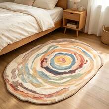 1pc Abstract Swirl Tie Dye Asymmetrical Round Area Rug, Soft Plush Material, Comfortable Touch, Non-Slip Backing, Easy To Clean, Suitable For Living Room, Bedroom, Study, Dormitory, Modern Bohemian Style Home Decor And Housewarming Gift Decoration - Multicolor - View 2