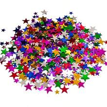 100pcs Star-Shaped Glitter Sequins, Christmas Atmosphere Decor Star Confetti, Party Tabletop Scatter Decoration Glitter - Multicolor - View 5