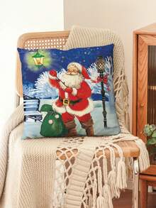 1/4pcs Linen Printed Square Throw Pillow Covers, Christmas Cartoon Character Pattern Pillow Covers (Pillow Insert Not Included), Skin-Friendly Material, Bedding, Suitable For Daily Living Room, Bedroom, Sofa, Car, All-Season Pillow Covers, Holiday Gift - Multicolor - View 8