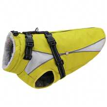 Small Dog Winter Jacket With Built-In Chest Straps, Fleece-Lined For Warmth, Reflective High Neck Design, Suitable For Cold Weather Dog Snow Clothing - Mustard Yellow - View 10