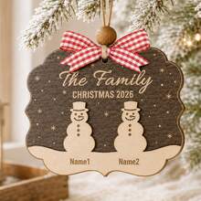 Custom Snowman Family Christmas Ornament, Personalized 2-5 Name Tree Hanging Decor, Festive Rustic Holiday Style, Customized Family Christmas Decoration, Customizable Name Keepsake, Christmas Tree Ornament, Family Holiday Gift 2026, Family Tree Gift - Style a - View 5