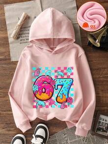 Tween Girl 1pc Thermal Lined Thick Warm Hooded Sweatshirt, Young Student Kids Clothing, Suitable For Children's Autumn/Winter Long Sleeve Top - Pink - View 3